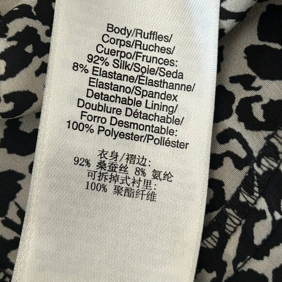 NWT DKNY Black White Leopard Print Silk Blend Ruffled Tiered Mini Dress Size 4 - Picture 12 of 16